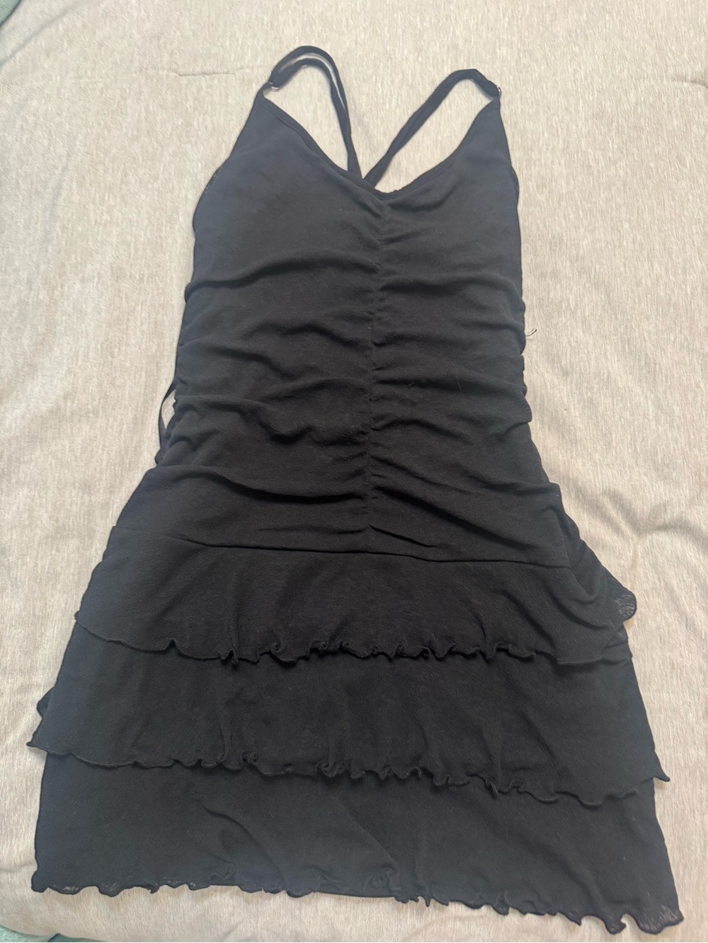 wild fable Black Ruched Tiered Mini Dress
